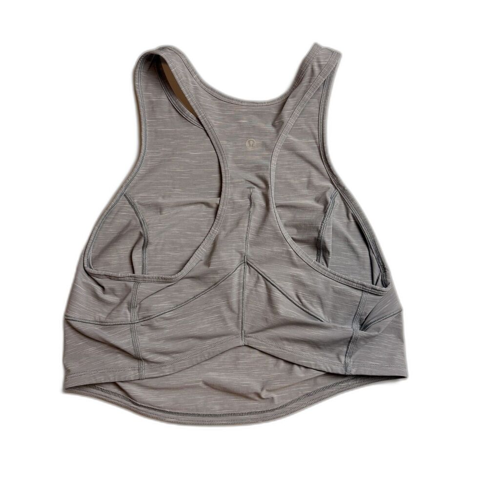 Lululemon Power Thru High Neck Racerback Tank Top Light Grey Size 6/8 Cropped - Picture 10 of 13